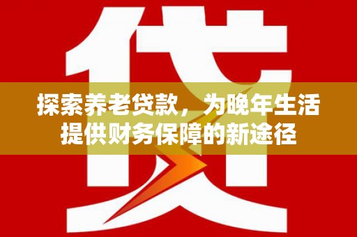 图木舒克探索养老贷款，为晚年生活提供财务保障的新途径
