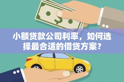 图木舒克小额贷款公司利率，如何选择最合适的借贷方案？