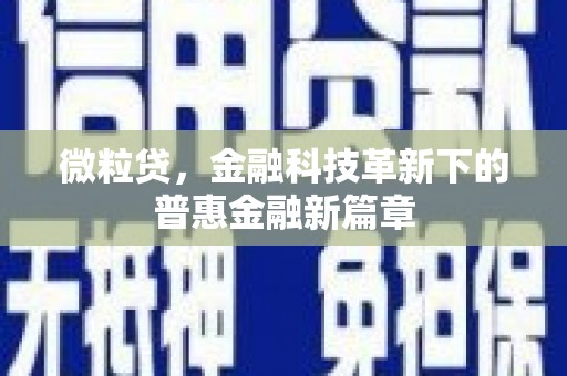 图木舒克微粒贷，金融科技革新下的普惠金融新篇章